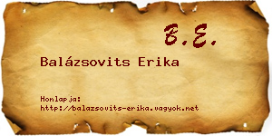 Balázsovits Erika névjegykártya