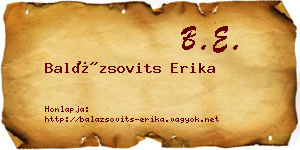 Balázsovits Erika névjegykártya